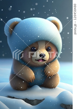AIファンタジーイラスト　くまと雪 120458480