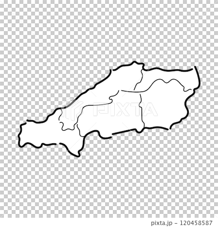 手書きのシンプルな中国地方の地図_02 120458587