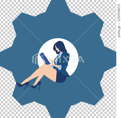 Illustration of a businesswoman who becomes a cog in society Illustration of a businesswoman who becomes a cog in society 120458653