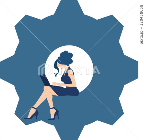 社会の歯車になるビジネスウーマンのイラスト 社会の歯車になるビジネスウーマンのイラスト 120458658