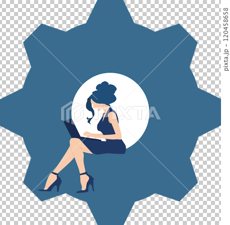 社会の歯車になるビジネスウーマンのイラスト 社会の歯車になるビジネスウーマンのイラスト 120458658