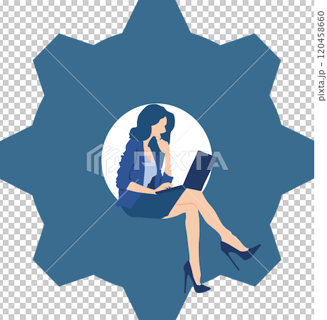 Illustration of a businesswoman who becomes a cog in society 120458660
