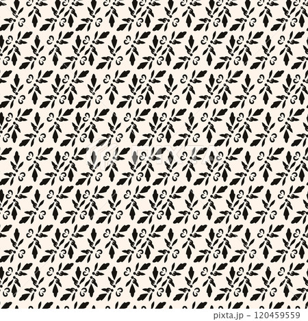 Vector geometric floral pattern. Ornamental seamless texture in traditional ethnic style. Abstract monochrome ornament with flower shapes. 120459559