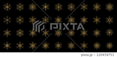 Vector Snowflakes icons. Gold Snowflake. Winter snow. Merry Christmas pattern Vector Snowflakes icons. Gold Snowflake. Winter snow. Merry Christmas pattern 120459751