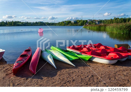 Toolonlahti sea bay with small beach for recreational sports near Olympic stadium and Linnanmaki amusement park, Helsinki, Finland Toolonlahti sea bay with small beach for recreational sports near Olympic stadium and Linnanmaki amusement park, Helsinki, Finland 120459799