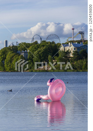 Toolonlahti sea bay with small beach for recreational sports near Olympic stadium and Linnanmaki amusement park, Helsinki, Finland Toolonlahti sea bay with small beach for recreational sports near Olympic stadium and Linnanmaki amusement park, Helsinki, Finland 120459800