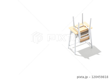 机と椅子を白背景で撮影 120459818