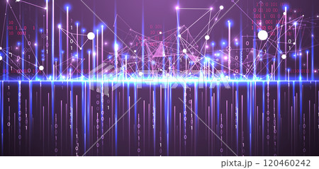 Big Data futuristic, technology light design. Vector datum digital background. Illustration innovation of data system. Hand drawn illustration. 120460242