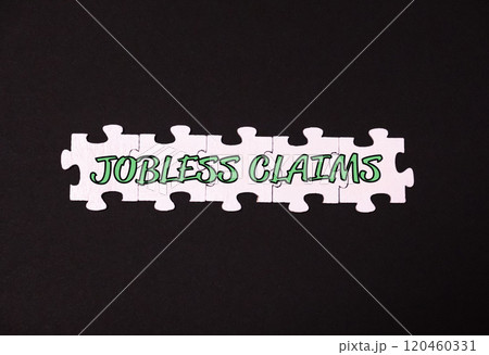 A jigsaw puzzle with the words jobless claims written on it 120460331