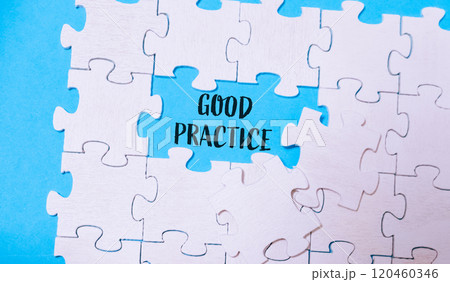 A puzzle with the word good practice written in the middle 120460346