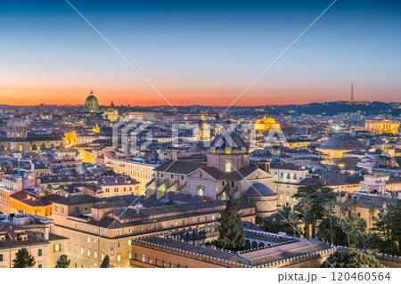 Rome, Italy Rooftop Cityscape at Dusk 120460564