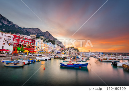 Capri, Italy with shops and restaurants at at Marina Grande Capri, Italy with shops and restaurants at at Marina Grande 120460599