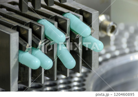 The medicine capsules manufacturing concept. 120460895