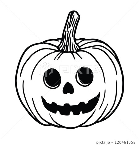 Pumpkin and Jack O Lantern Hand Drawn  Spooky and Cute Vector 120461358