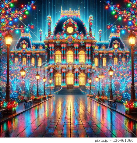 ライトアップされたクリスマスイルミネーション 120461360