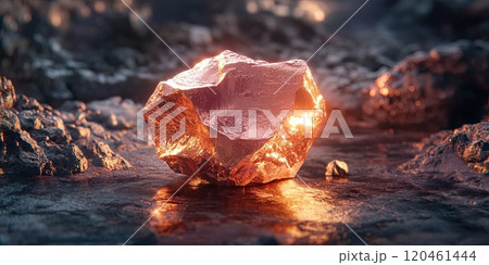 A raw copper nugget symbolizing natural resources and industrial value. 120461444