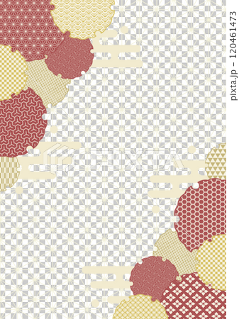 Red and gold Japanese pattern frame background illustration 120461473
