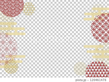赤と金色の和柄フレーム背景イラスト 120461478