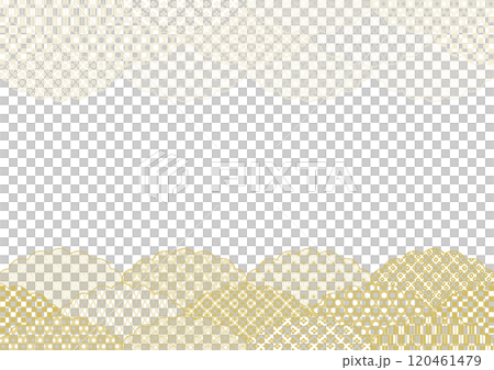 Golden Japanese pattern cloud-shaped frame illustration 120461479