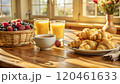 breakfast with croissants, coffee and croissants 120461633