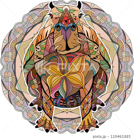 Zentangle stylized Capybara on mandala. Hand drawn decorative vector illustration Zentangle stylized Capybara on mandala. Hand drawn decorative vector illustration 120461885