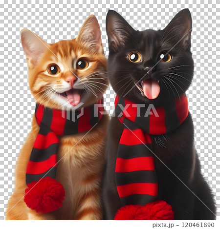 Adorable Orange Cat Wearing a Red Scarf 120461890