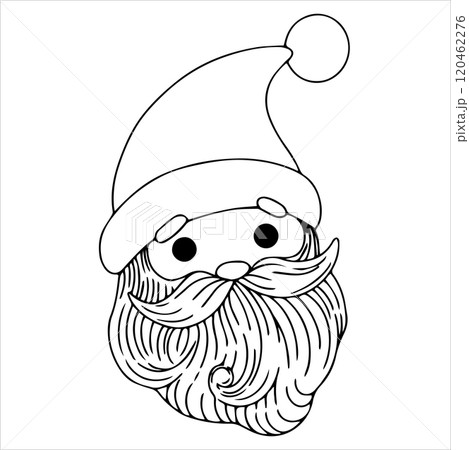 Coloring page. Santa Claus face. Christmas New Year decoration, symbol. Simple vector sketch. Coloring page. Santa Claus face. Christmas New Year decoration, symbol. Simple vector sketch. 120462276