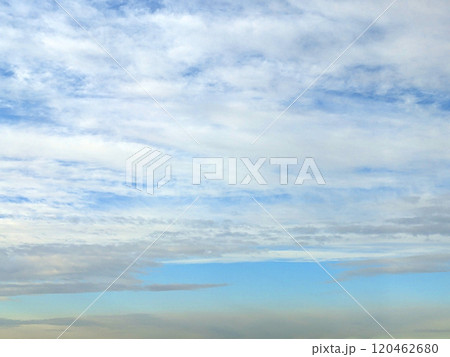 Big White Fluffy Clouds on A Blue Sky With Fine Wispy Lines  120462680
