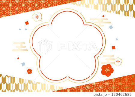 年賀状・お正月・七五三 梅のポップな和柄 フレーム 年賀状・お正月・七五三 梅のポップな和柄 フレーム 120462683