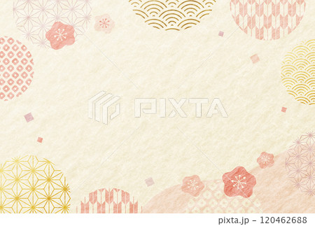 2025年　梅・正月・年賀状・和紙・新年・和柄・背景 120462688