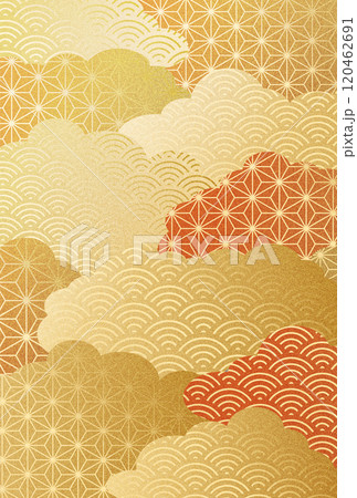 2025年 縦 年賀状 背景 金・高級感・正月・年賀状・雲 2025年 縦 年賀状 背景 金・高級感・正月・年賀状・雲 120462691