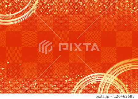 赤　金・高級感・和柄背景　年賀状　お正月　お祝い	 120462695