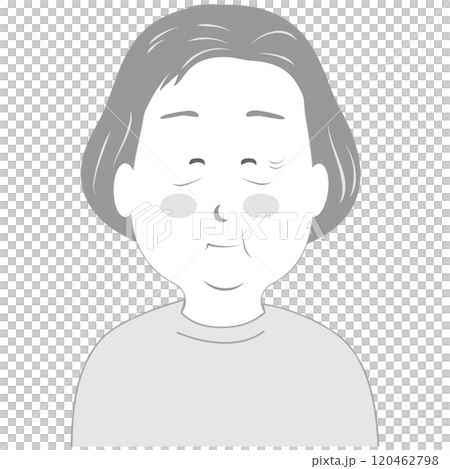 Senior woman smiling illustration, upper body, simple 120462798