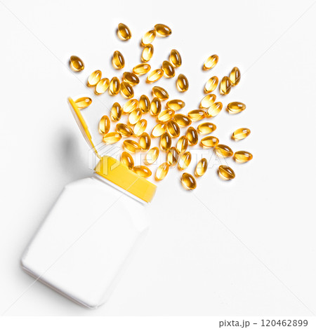 Omega-3 fish oil or Vitamin D3 supplement softgels 120462899