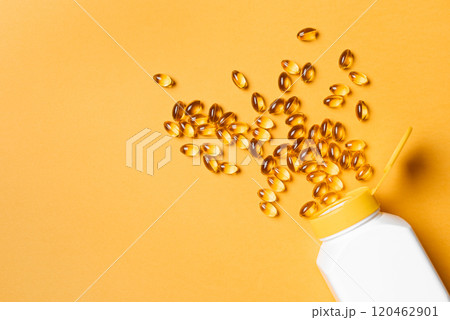 Vitamin D3, omega 3 fish oil supplement softgel 120462901