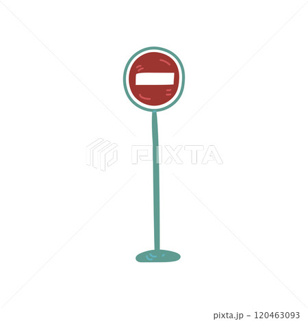 Warning Road Sign, Urban Architecture Design Element Cartoon Vector Illustration Warning Road Sign, Urban Architecture Design Element Cartoon Vector Illustration 120463093