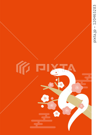 2025年 かわいい 巳年 へびと梅の年賀状 2025年 かわいい 巳年 へびと梅の年賀状 120463283