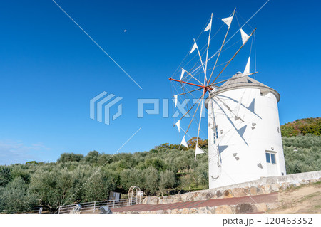 小豆島オリーブ公園のギリシャ風車 小豆島オリーブ公園のギリシャ風車 120463352