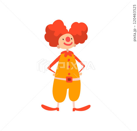 Funny Clown Performing in Circus Show Cartoon Vector Illustration 120463525
