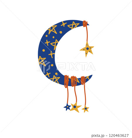 Crescent Boho Style Design Element, Ethnic, Mystic Symbol Vector Illustration Crescent Boho Style Design Element, Ethnic, Mystic Symbol Vector Illustration 120463627