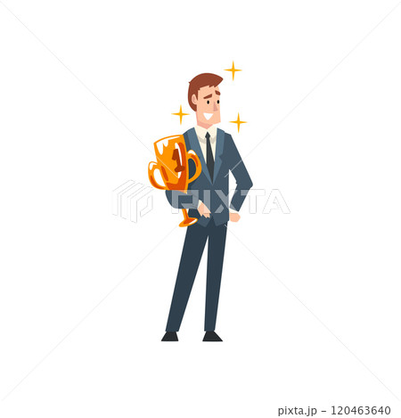 Successful Businessman with Winner Cup Vector Illustration Successful Businessman with Winner Cup Vector Illustration 120463640