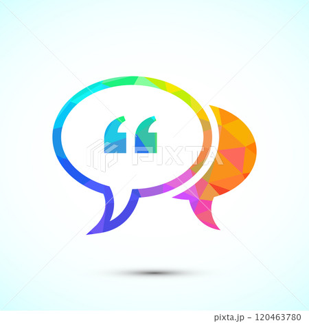 Testimonial icon, Quote icon, Quotation mark sign low poly style Testimonial icon, Quote icon, Quotation mark sign low poly style 120463780
