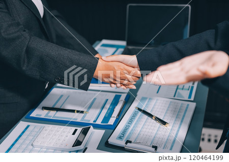 Business handshake for teamwork of business merger and acquisition,successful negotiate,hand shake,two businessman shake hand with partner to celebration partnership and business deal concept Business handshake for teamwork of business merger and acquisition,successful negotiate,hand shake,two businessman shake hand with partner to celebration partnership and business deal concept 120464199