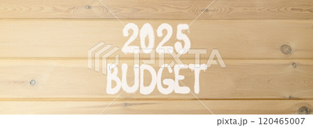 Planning 2025 budget new year symbol. Concept words 2025 Budget on beautiful wooden wall. Beautiful wooden wall background. Business 2025 budget new year concept. Copy space. 120465007