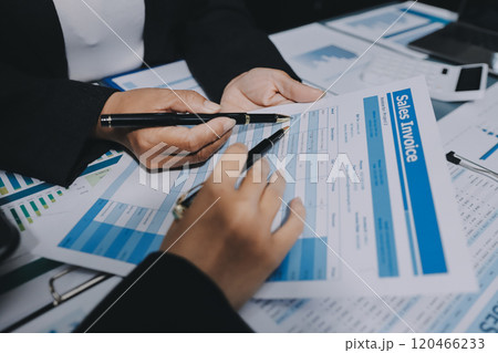 Fund managers team consultation and discuss about analysis Investment stock market at office 120466233