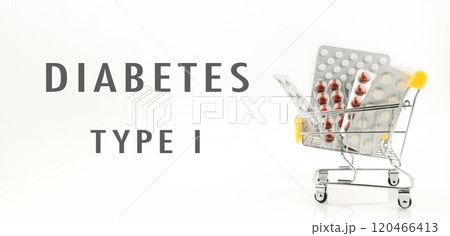 Cart full of diabetes type 1 pills Cart full of diabetes type 1 pills 120466413