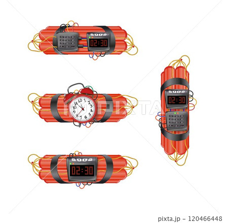 Realistic 3d bomb dynamite sticks with burning fuse. Vector Realistic 3d bomb dynamite sticks with burning fuse. Vector 120466448