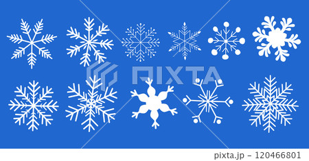 Vector set of snowflake icons and patterns. White isolated Christmas crystal silhouettes for winter decoration. Cold frozen design elements for holiday Vector set of snowflake icons and patterns. White isolated Christmas crystal silhouettes for winter decoration. Cold frozen design elements for holiday 120466801