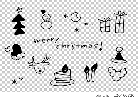 塗鴉風格手繪聖誕節圖示集 120466820