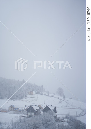Winter Ukrainian Karpaty white snow covered mountains scenery Winter Ukrainian Karpaty white snow covered mountains scenery 120467404